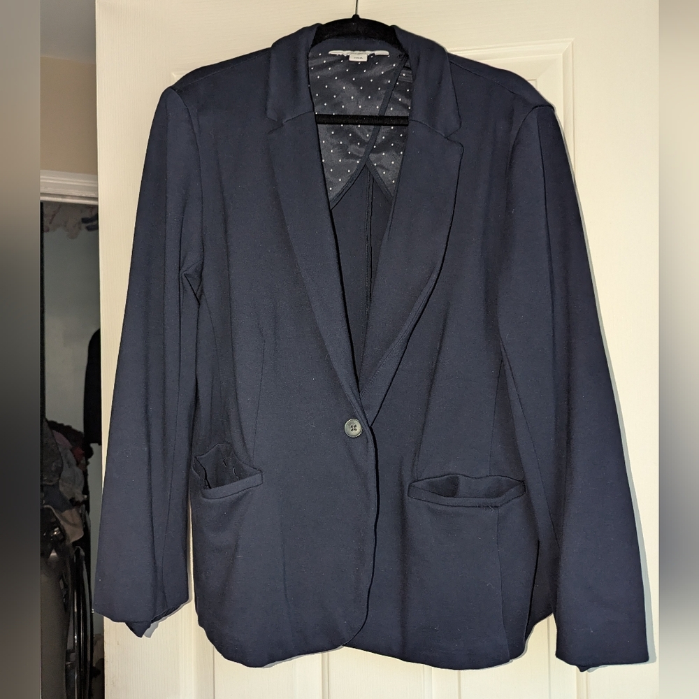 Old Navy Dark Blue Blazer with White Polka Dots